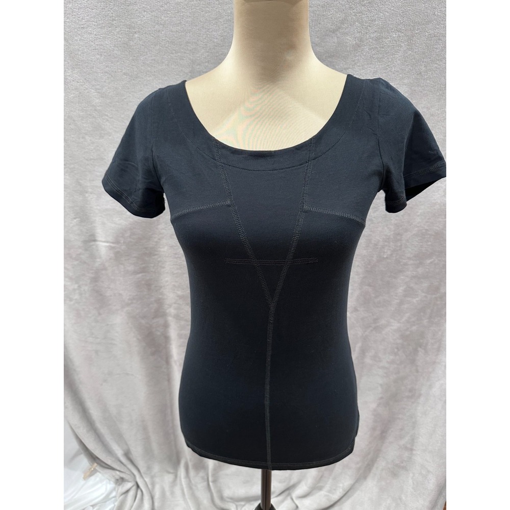 NWOT Marc by Marc Jacobs Black Scoop Neck Pima Cotton Spandex Top XS Back Strap